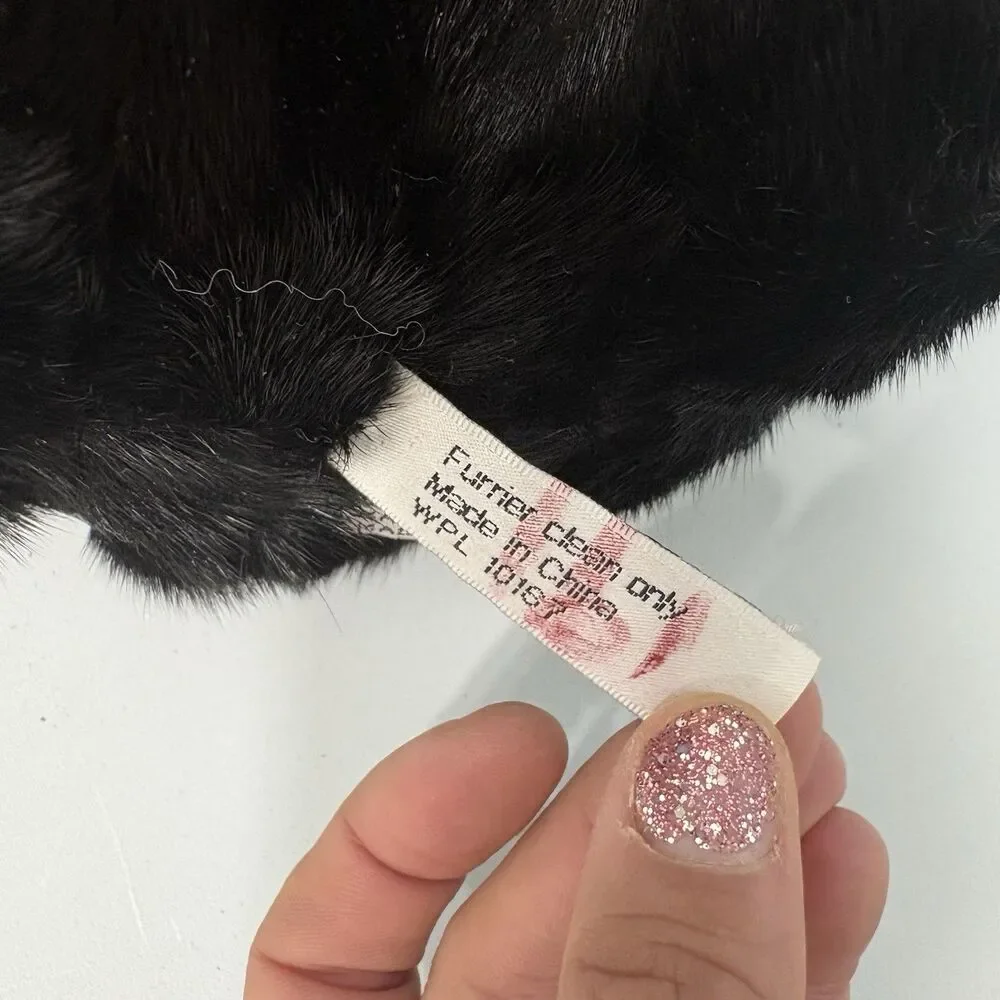 Vintage Black Mink Teddy Bear Rare Bear Genuine Fur Stuffed Plush Toy Hong Kong